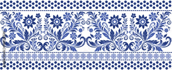 Fototapeta Stylish Seamless Floral and Paisley Pattern for Fashion Textiles – Modern Botanical Bloom and Leaf Design for Bedding and Fabric Prints
