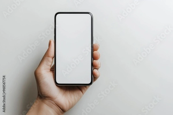 Fototapeta Hand Holding Smartphone Mockup Isolated created with Generative AI