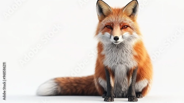 Fototapeta Majestic Red Fox Portrait Isolated on Transparent Background
