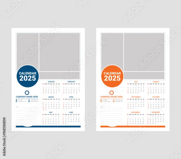 Obraz Wall Calendar Mockup, Wall calendar design template