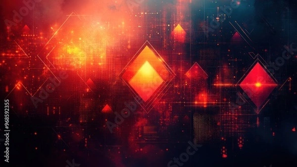 Fototapeta Abstract digital artwork featuring geometric shapes and vibrant colors.