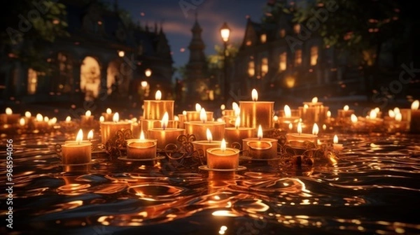 Fototapeta Day of the Little Candles 7 December, 8 December Generative AI