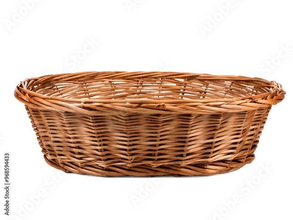 Fototapeta Brown wicker basket isolated on transparent
