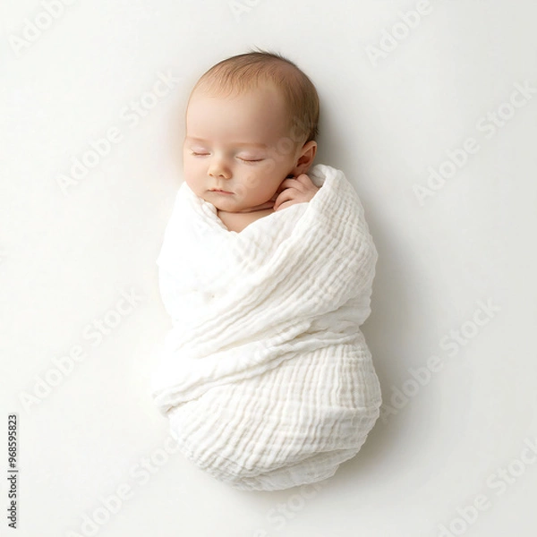 Obraz おくるみに包まれたかわいい赤ちゃん