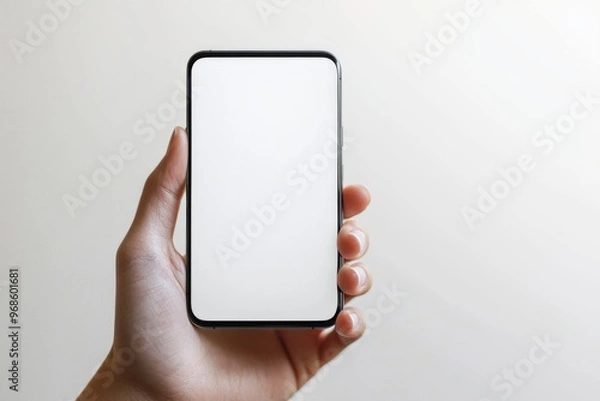 Fototapeta Hand Holding Smartphone Mockup Isolated created with Generative AI
