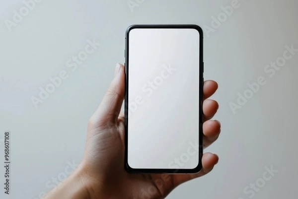 Fototapeta Hand Holding Smartphone Mockup Isolated created with Generative AI