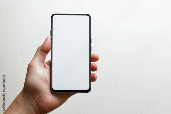 Fototapeta Hand Holding Smartphone Mockup Isolated created with Generative AI