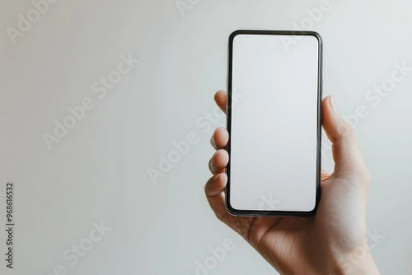 Fototapeta Hand Holding Smartphone Mockup Isolated created with Generative AI