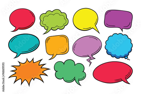 Fototapeta set of hand drawn Speech bubble vector illustration