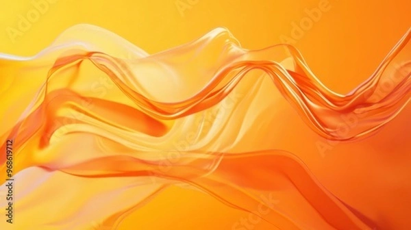 Fototapeta Dynamic orange background with fluid motion, waves, and abstract shapes moving across the frame, evoking energy and creativity.