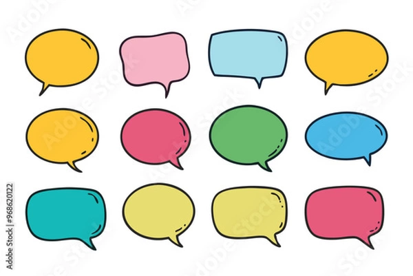 Fototapeta set of hand drawn Speech bubble vector illustration