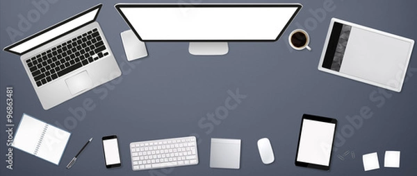 Fototapeta Workplace with tech device