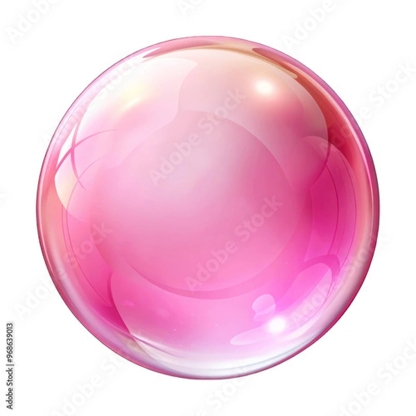 Fototapeta Pink soap bubble isolated on transparent background