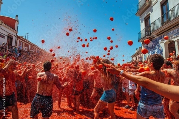Fototapeta Spanish La Tomatina Festival