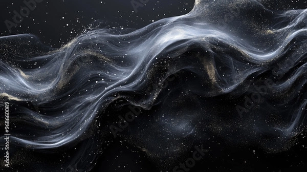 Fototapeta Dark Black and White Grainy Gradient Background with Noise Texture