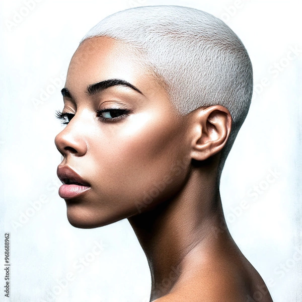 Fototapeta Photo of a Woman with Alopecia, Bald Woman