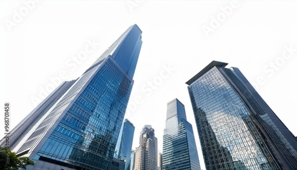 Fototapeta Dynamic Cityscape: 3D View of Skyscrapers and Modern Buildings