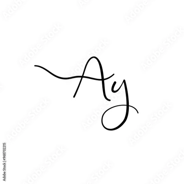 Fototapeta A hand-drawn signature logo design template