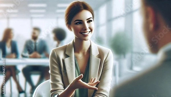 Fototapeta 会話をするビジネスウーマン