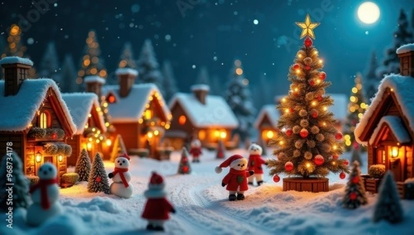 Fototapeta Winter Wonerlan Village Christmas Scene