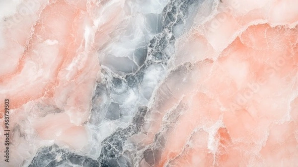 Fototapeta Close-up of soft pink and gray marble textures blending together with white streaks. No people. No logo.