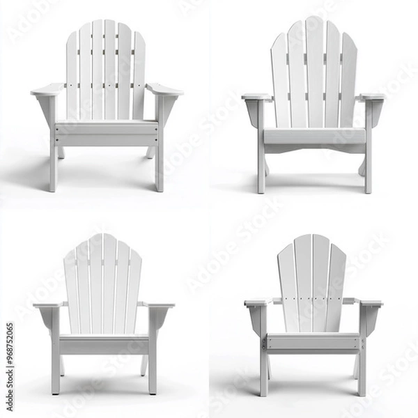 Fototapeta White Adirondack chair with a solid white background