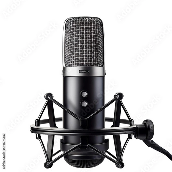 Fototapeta modern microphone for podcast on white background