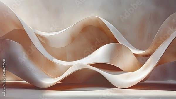 Fototapeta a minimalist background with 3D abstract sculptures, focusing on clean lines, smooth surfaces, and subtle shadows to create depth