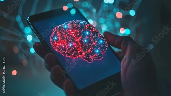 Obraz Generative Ai, Digital intelligence in a smartphone