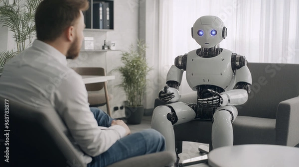 Obraz A robot at an interview, Generative AI