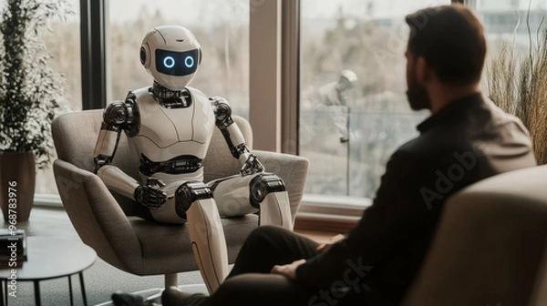 Obraz A robot at an interview, Generative AI