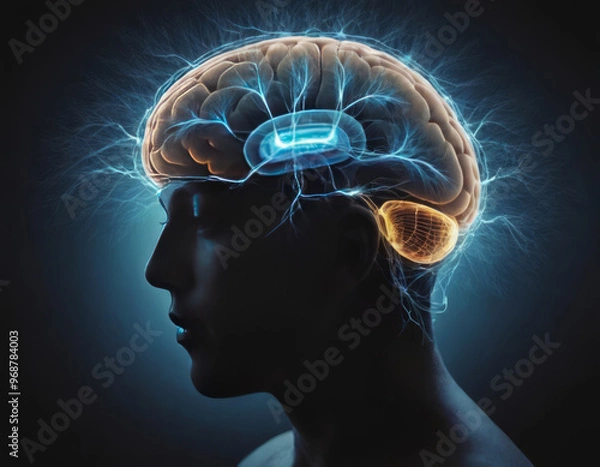 Obraz Generative Ai,Digital brain scan