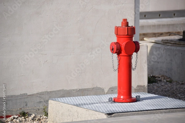 Fototapeta Fire hydrant long a construnction site