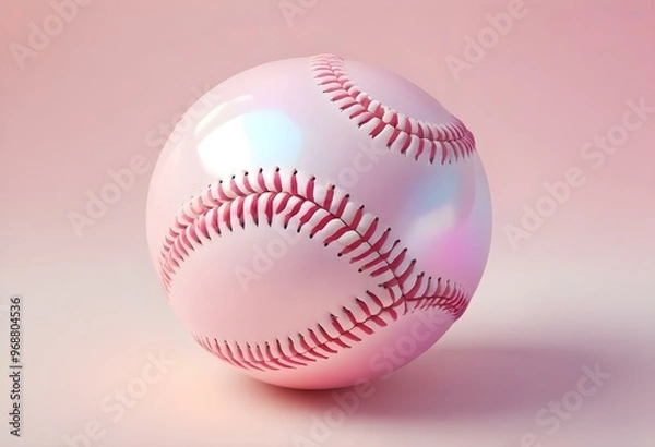 Fototapeta A baseball with red stitching and white stripes and with backgrounds