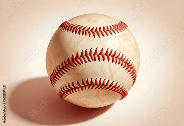 Fototapeta A baseball with red stitching and white stripes and with backgrounds