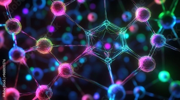 Fototapeta Abstract Network of Glowing Spheres Connected by Lines