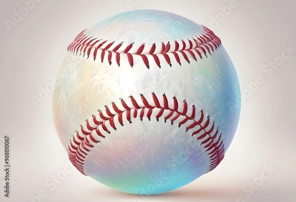 Fototapeta A baseball with red stitching and white stripes and with backgrounds