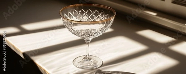 Obraz Crystal glass on sunlit table, elegance and