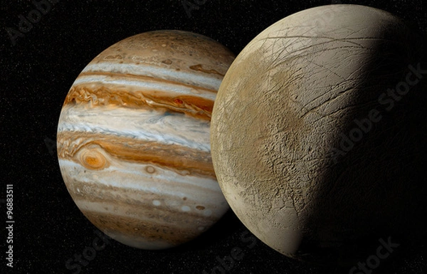 Obraz jupiter and moon europa