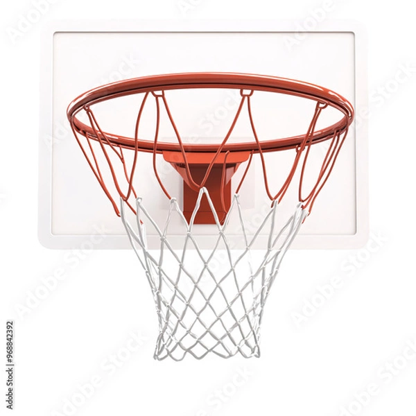 Fototapeta A close-up of a basketball hoop with a net, ideal for sports, fitness, and recreational use.