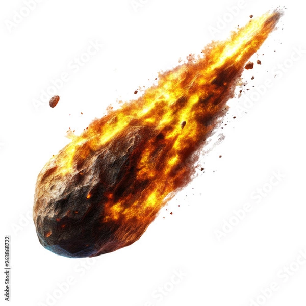 Fototapeta realistic large comet meteorites burns isolated on transparent background.