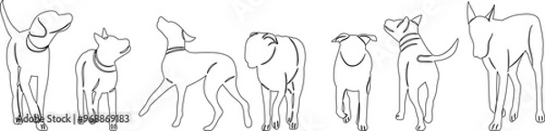 Fototapeta sketch set of dog on white background vector