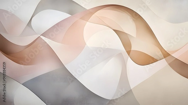 Fototapeta Organic abstract shapes in soft, muted tones blending together to create a fluid, natural composition.