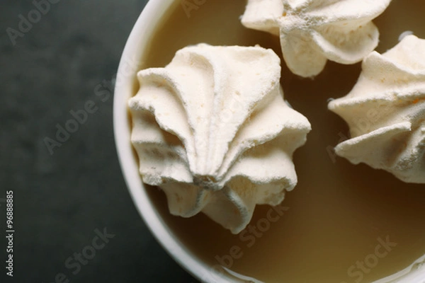 Obraz Cup of coffee with kisses closeup, top view