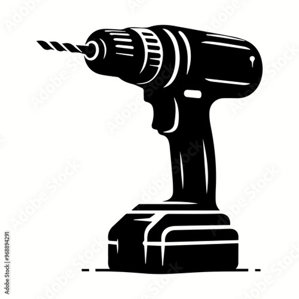 Obraz Minimalist Handheld Drill Silhouette for Power Tool T-shirt, Logo, and Art
