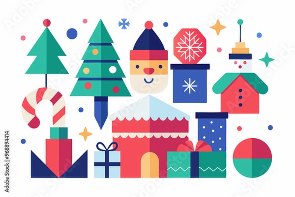 Obraz Modern minimalist christmas elements collection for festive designs