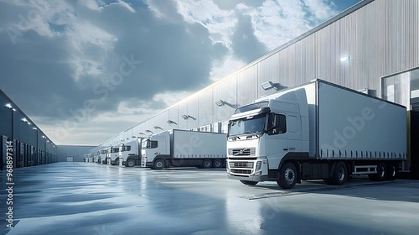 Obraz 35. A fleet of refrigerated trucks being loaded at a cold storage logistics facility