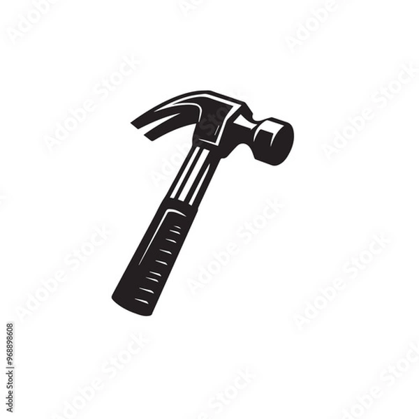 Fototapeta Hammer silhouette. Hammer logo, icon vector design black and white.