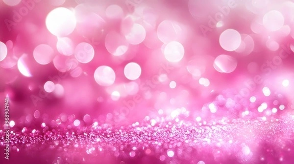 Fototapeta A soft, dreamy background featuring pink and white bokeh lights, creating a glowing, ethereal atmosphere. The sparkling light orbs add a sense of romance and magic.