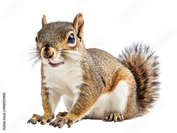 Fototapeta Cute squirrel isolated on transparent background